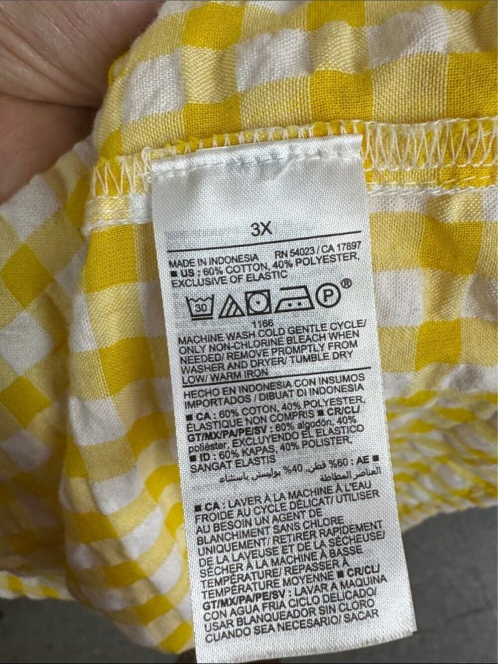 Old Navy Cotton Gingham Smocked Dress Yellow White 3X Cottagecore Summer Picnic - Picture 8 of 14